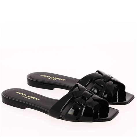 ysl black sandals flat|saint laurent tribute sandals flat.